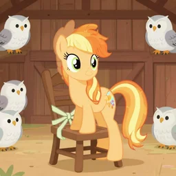 twilight sparkle tied to a chair, in a barn, surrounded by owls, friendship is magic, mlp