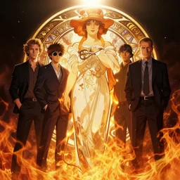 dall · e 2 on fire, greg rutkowski, loish, rhads, beeple, makoto shinkai, tom bagshaw, alphonse mucha, sharp focus, art by artgerm and greg rutkowski, stanley kubrick, backlit, harsh overhead sunlight,