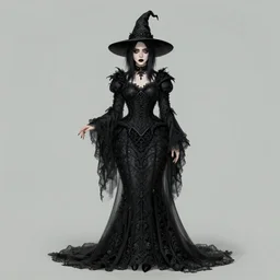 billie eilish as a gothic witch, full body portrait, intricate, elegant, artstation