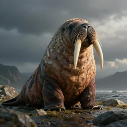 cinematic octane render beautiful sci-fi walrus. Film.
