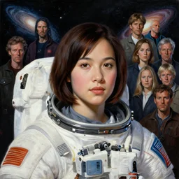 full portrait of a teenage asian girl that looks like sigourney weaver from the movie alien, as an astronaut, hyper detailed, award winning, exploring the galaxy painting by chiara bautista and karl kopinski and kim jung giu and weta studio, and lucasfilm and jesper ejsing and norman rockwell greg rutkowski frank frazzeta, 2 d