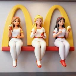 three typical josphine wall goddesses hanging out at mcdonald's, trending on artstation
