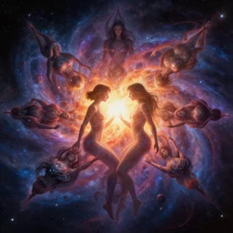 concept art for the entire universe uniting again into perfect love and pure consciousness, defeating the big bang!! final victory of order over disorder!! final defeat of entropy! end of time, galactic scale!! digital painting, artstation, smooth, sharp focus