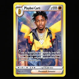 playboi carti, pokemon card of playboi carti, highly detailed trading card screenshot