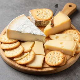 A scientific cheese platter with crackers