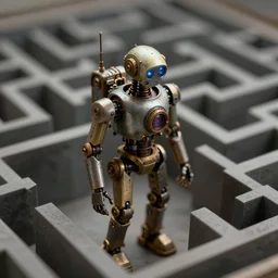 a single steampunk robot in a maze by otto dix, tilt shift, ultra realistic, unreal engine, trending on artstation, 4 k