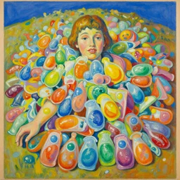 enormous colorful wayne thiebaud painting of tide pods
