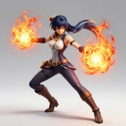 Megumin octane render, fireball, spell casting, magic, realistic, detailed, 8k