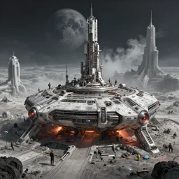 deaselpunk moon base, metropolis, advanced technology, artstation, highly detailed, masterpiece, art by aleksander galevskyi and sergey zabelin and michal kus and christian bravery