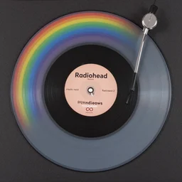 a radio head listening to radiohead in rainbows on a rainbow