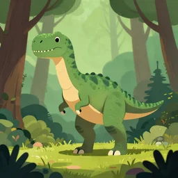 an illustration of a post - dinosaur in the woods, trending on artstation, central composition, very cartoon, shape focus, high detailed, by tom whalen