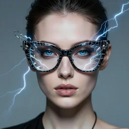 a detailed portrait of dreampunk female model glasses ( alligator skin ) fractal ( glass ) ( lightning ) beautiful! ( ( blue eyes ) ) by tomasz alen kopera and peter mohrbacher and johanna martine! and margaret keane! elegant alluring seductive luminescent