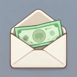 An open envelope holding money, digital illustration, Android Netrunner
