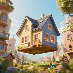 the moving house of many ways in the air, insanely detailed, digital art, photorealistic, wimmelbilder, unreal engine 5, dynamic lighting, raytracing effects, 1 6 k