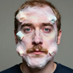 still of jesse pinkman, his face pigments made out of patterned cotton candy, all face pigments made of cotton candy, cotton candy used for face, cotton candy disease, beautiful composition,