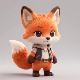 female furry mini cute style, character adoptable, highly detailed, rendered, ray - tracing, cgi animated, 3 d demo reel avatar, style of maple story and zootopia, maple story fox girl, orange fox, dark skin, cool clothes, soft shade, soft lighting