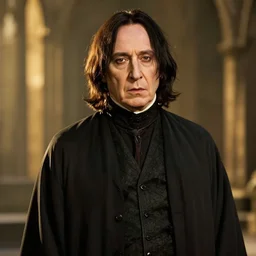 [ expressive and ghastly ], [ intricate and precise ], [ gothic vibes ], medium shot, golden hour, [ vintage disney ] portrait of severus snape