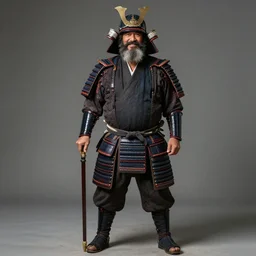 full body shot Samurai Bob Ross realistic detailed photo portrait