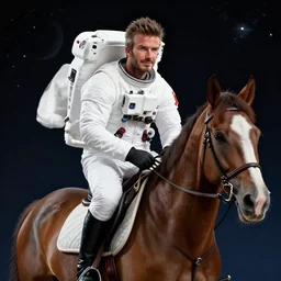 David Beckham, on a horse, astronaut in space