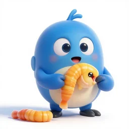 using gummi - worm bait to fish for swedish - fish hyperdetailed, hd, 8 k, pixar style