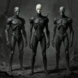 Character inspired by Zdzisław Beksiński, H.R Giger, rendered by Beeple, dark surrealism, WLOP, full length, digital art, trending on artstation,