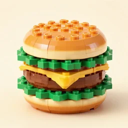 a cheeseburger made from lego