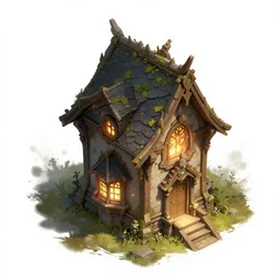 [ important ] isometric house asset from dofus with white background [ / important ], dofus art, deiv calviz, natural light, elegant, intricate, fantasy, atmospheric lighting, by greg rutkowski, hearthstone splash art, hd wallpaper, ultra high details, cinematic composition