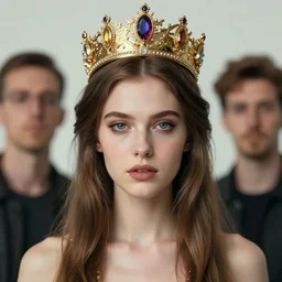 blurred background. close-up portrait of a goddess in crown, by Artgerm and beeple and greg rutkowski