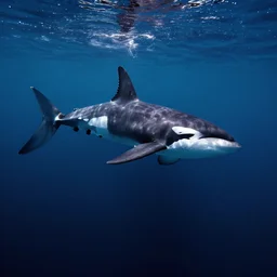 space orca swimming in space, high ocatne render, 4k