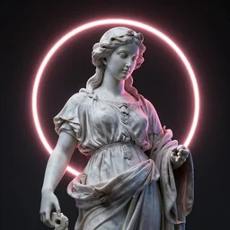 a renaissance statue containing neon ring art, ray tracing, 3 d render, 8 k resolution, shar focus, hyper detailed, hyper realistic