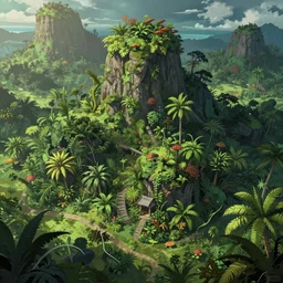 an intricate concept art illustration of undergrowth philippine island, anime style, fuzichoco color palette, no people, global illumination, digital art, photorealistic movie still, style by ivan talavera and artgerm, hyper realistic, photorealistic, octane render, trending on artstation, cgsociety, cinematic light, 8 k