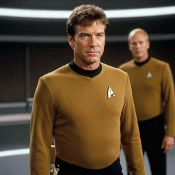 Harrison Ford in the role of Captain Kirk in a scene from Star Trek the original series