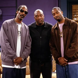 snoop dogg, dr dre, and tupac on the set of friends