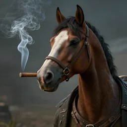 highly | detailed | portrait | of | a horse smoking a cigarrete | in | no | game | no | life | stephen | bliss | 8 | k | unreal | engine | fantasy | art | by | greg | rutkowski | loish |