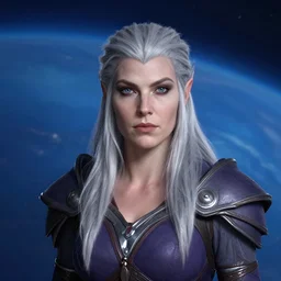 ( ( ( ( ( hyperrealist distant portrait of sylvanas windrunner on a blue planet. ) ) ) ) ) by bayard wu, fantasy, photorealistic, octane render, unreal engine, dynamic lighting, trending on artstation, poster, volumetric lighting, very detailed faces, 4 k, award winning