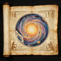 an ancient scroll detailing the creation and expansion of the universe