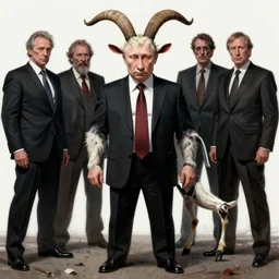 vladimir putin, anthropomorphic goat transformation putin, putin hybrid, macabre, horror, by donato giancola and greg rutkowski and wayne barlow and zdzisław beksinski, digital art
