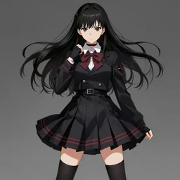 school girl in gothic dress, school uniform, seifuku, pleated miniskirt, overknee socks, ai enma, battle angel alita. by rembrandt 1 6 6 7, illustration