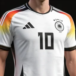 germany home kit for the 2 0 2 2 world cup, studio photo, 4 k, highly detailed, close up, 3 d render