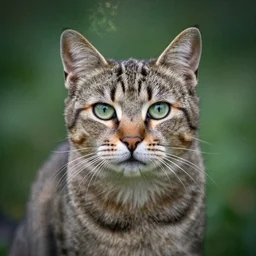 professional photography, cat portrait with a forest double exposure, cross process