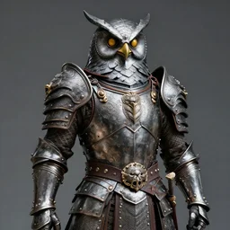photo of a warrior with metal owl armour, highly detailed, 4k, HDR,