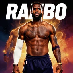 rambo ( 1 9 8 1 ) fanart, lebron james as rocky, movie poster, fan art, digital art, trending on artstation