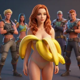 anthropomorphic banana that looks like emma stone, au naturel, hyper detailed, digital art, trending in artstation, cinematic lighting, studio quality, smooth render, unreal engine 5 rendered, octane rendered, art style by klimt and nixeu and ian sprigger and wlop and krenz cushart and pixar, riot, fortnite, overwatch