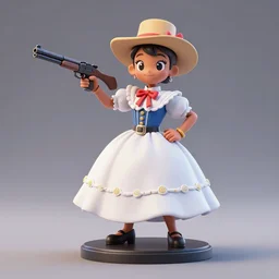 3d printed action figure of Paquita la del barrio holding a gatling gun