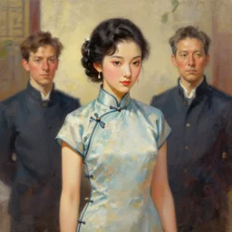 cinderella in chinese cheongsam, oil painting, sunlit, paint texture, digital painting, highly detailed, artstation, sharp focus, illustration, concept art, ruan jia, charlie bowater, tom bagshaw, norman rockwell