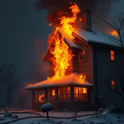 extreme details, 4 k aesthetic house fire