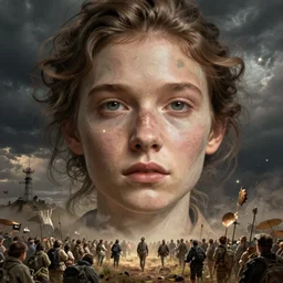 procedural human in the wild, long shot by martin lee madgwick and jacek yerka, inspired by rafal olbinski, epic, huge scale, beautiful fine face features, intricate high details, sharp, ultradetailed