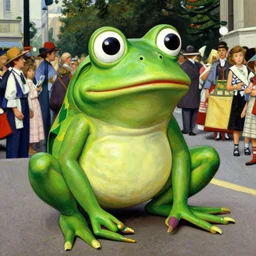 pepe the frog at the parade by norman rockwell