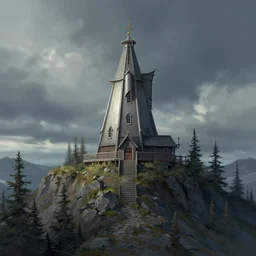 A gothic observatory on the peak of a mountain in the Yukon, digital art, artstationhq, by Jordan Grimmer and Victor Mosquera