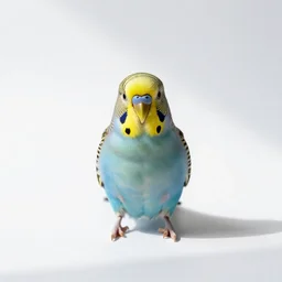 cute budgie, studio photography, full body, isolated on a pure white background, centered, entire subject in frame, sharp focus, soft studio lighting